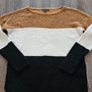 Staccato Tan, Cream, and Black Color Block Sweater